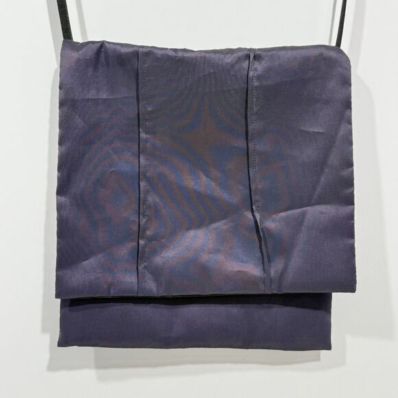 Women Satin Crossbody Shoulder Bag Dark Blue Fold Over Flap 11x12 in - Picture 7 of 16